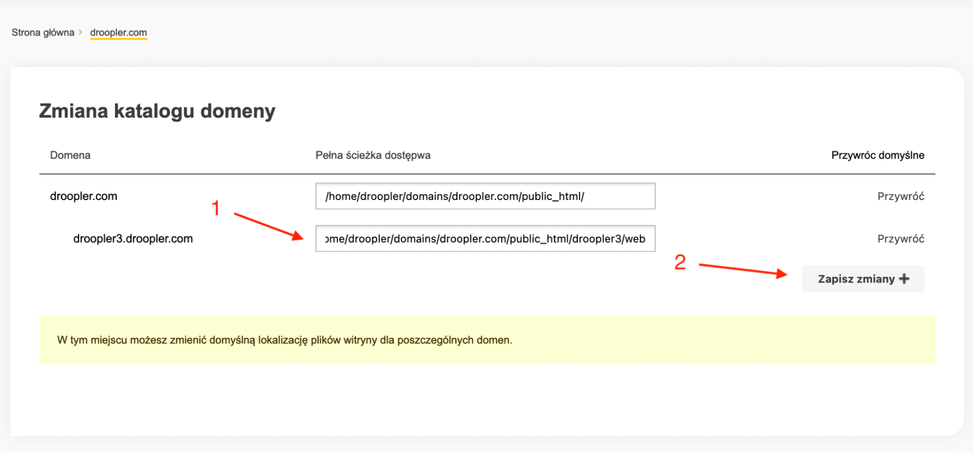 Presenting steps to change the domain directory to cyber_Folks