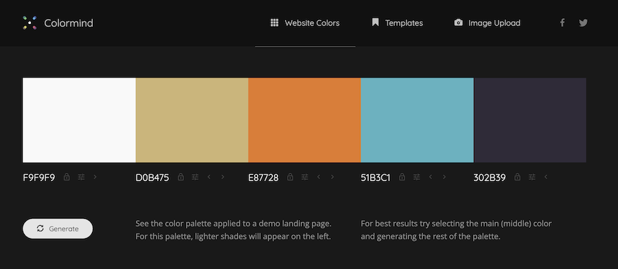 Colormind is a color generator that can create a palette based on colors from an uploaded photo.