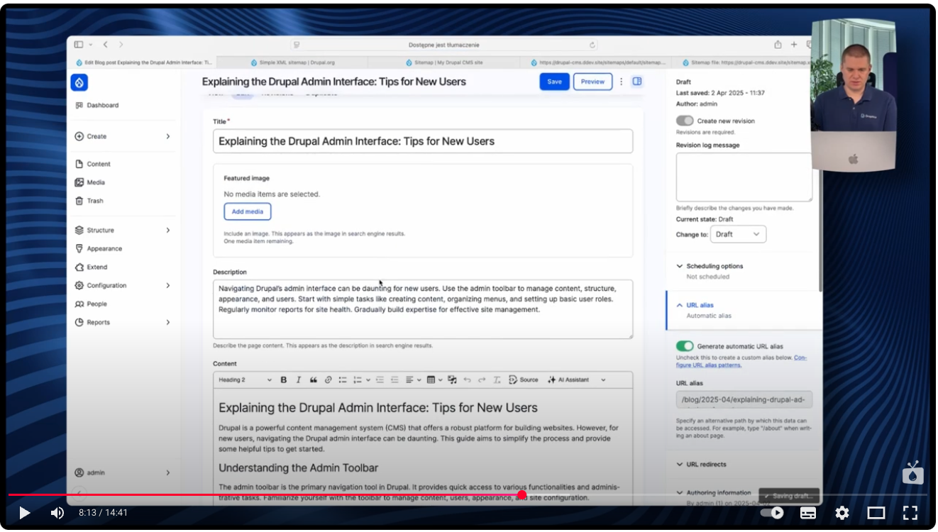 Article in Drupal generated using AI modules