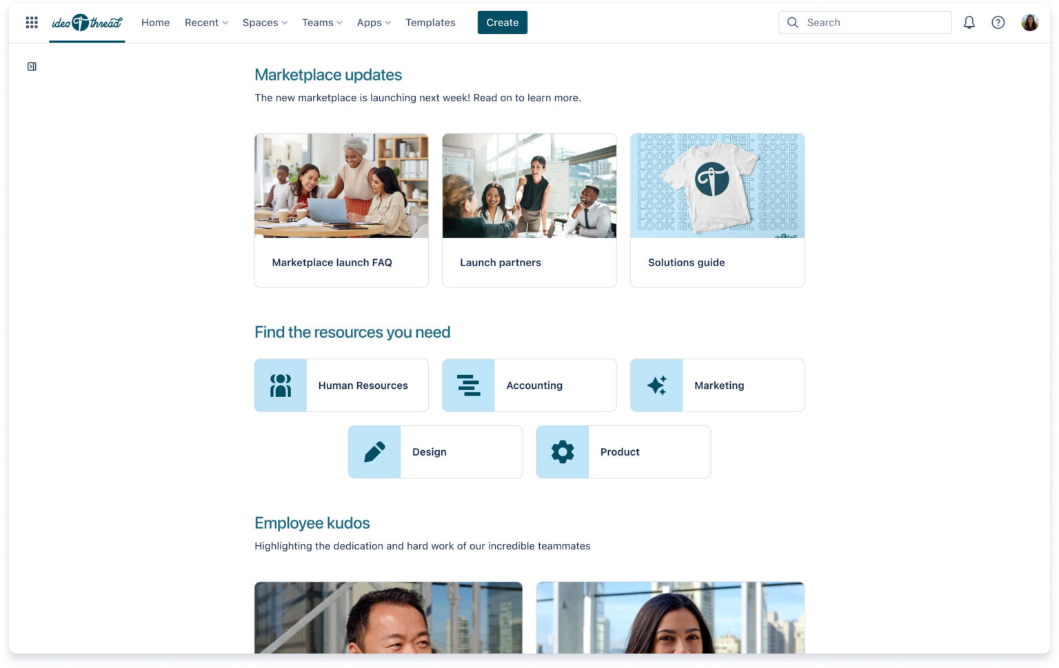 Intranet portal built using Atlassian's Confluence tool