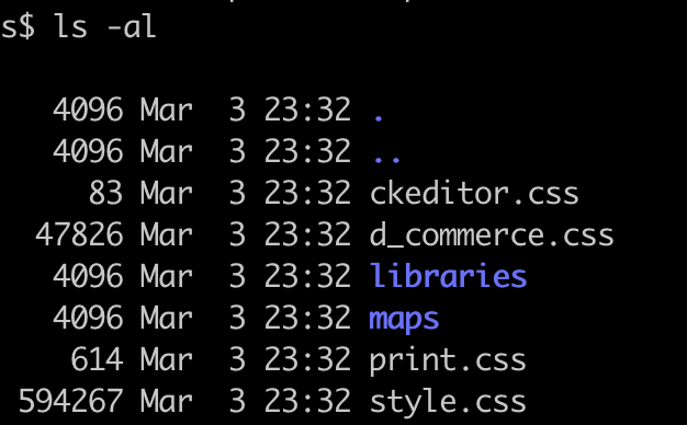 The inside of the css folder that is the result of compiling SCS files