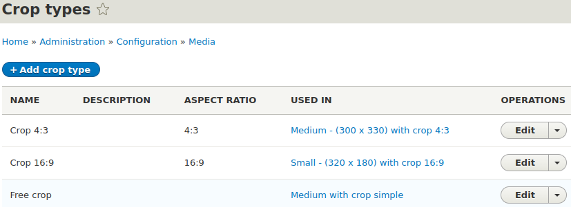 Defining the crop types in the Crop type entity in the Crop API Drupal module