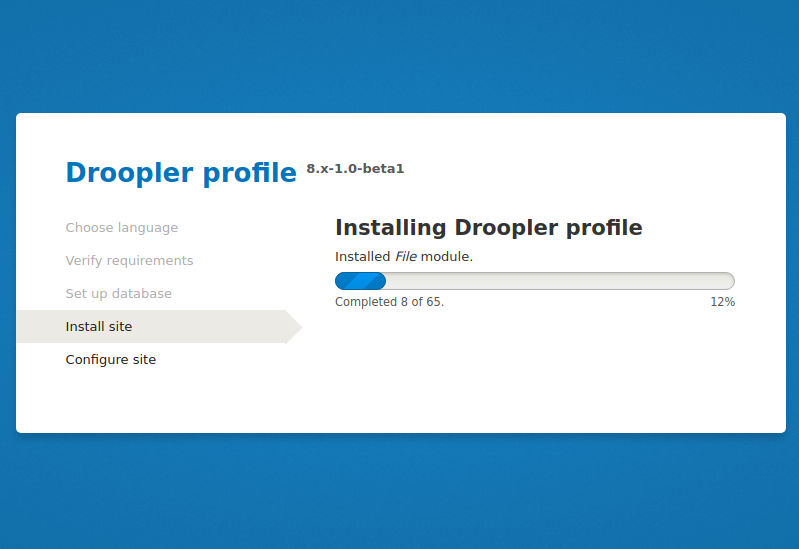 Droopler profile creator, step three, installation in progress