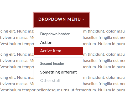 A dropdown menu - a Bootstrap component in Droopler