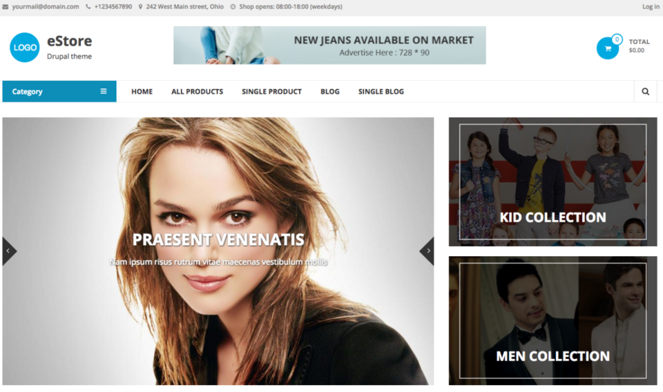 eStore kostenloses Drupal eCommerce-Theme