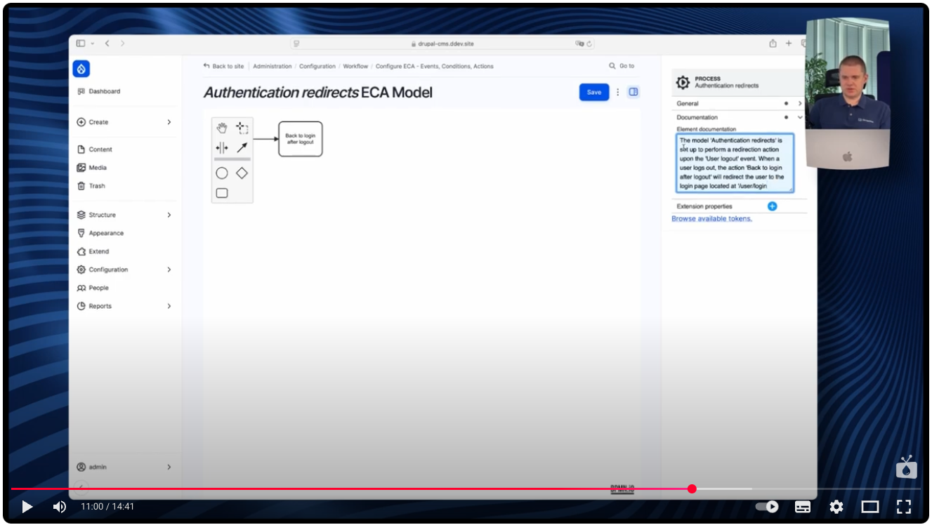 Thanks to the ECA module in Drupal, we get a description of how the selected model works