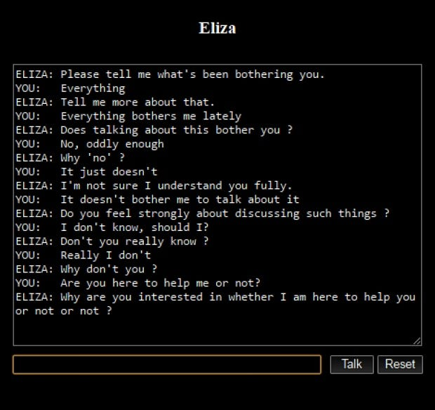 Eliza ist der erste bemerkenswerte Chatbot aus dem Jahr 1966, der ein echtes Gespräch simulierte.