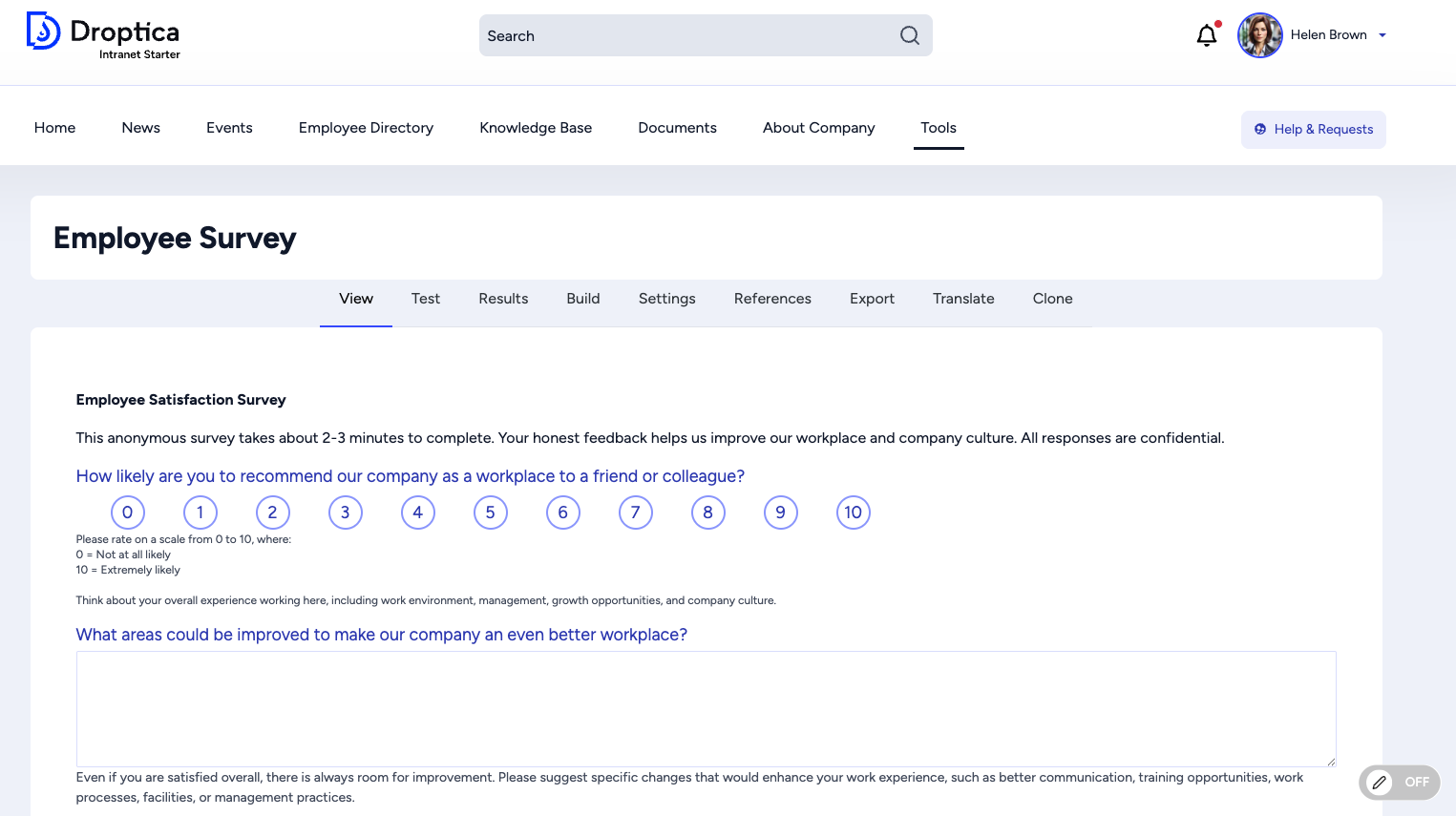 Im Open Intranet System können Sie ganz einfach eine Umfrage zur Messung der Mitarbeiterzufriedenheit erstellen.
