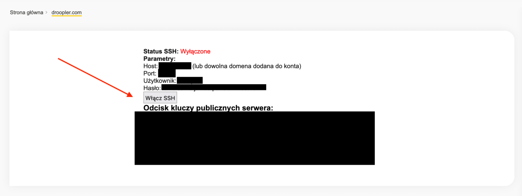 Enabling SSH on the edit subpage in cyber_Folks