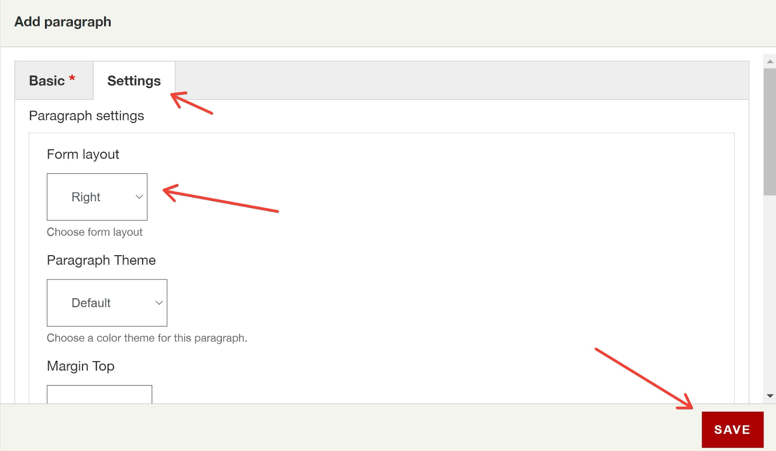 Establishing the position of the form on the contact page