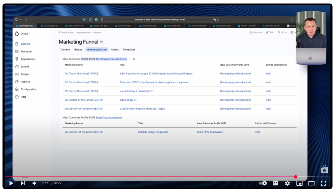An example of using the Fields and Views Drupal modules to create a marketing funnel