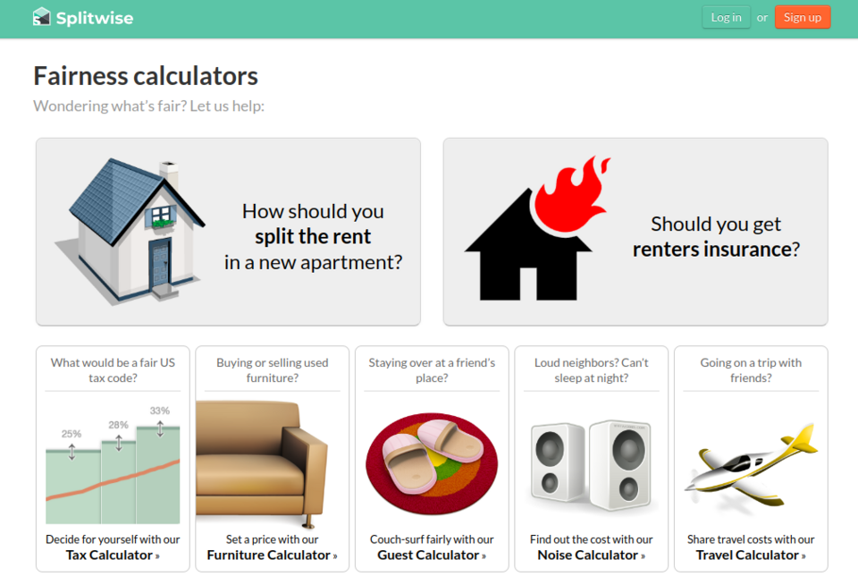 On the fintech website Splitwise, you can find some useful and fun financial calculators