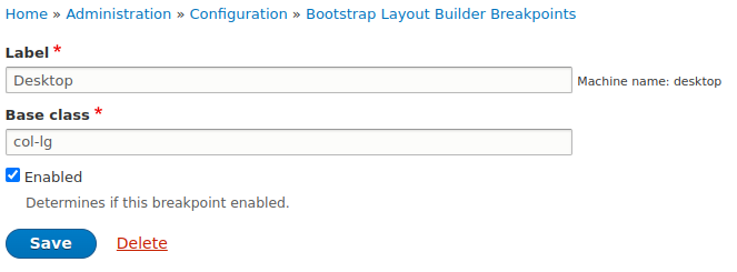 The flag in the Bootstrap Layout Builder Breakpoints settings lets enable or disable a breakpoint