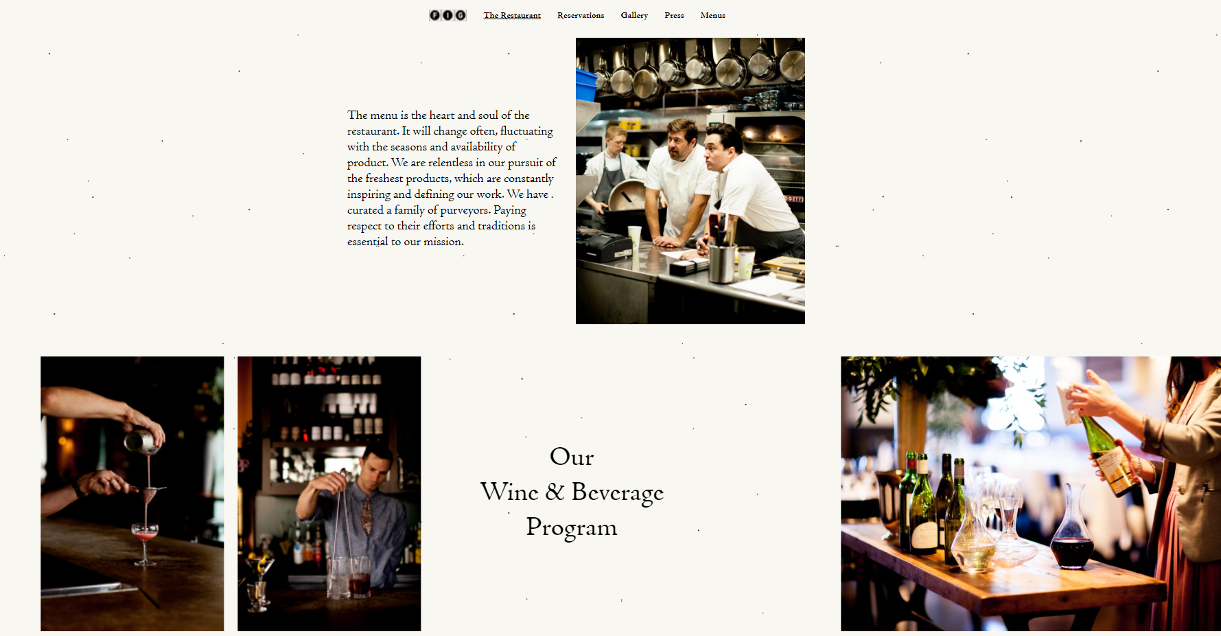 The FIG restaurant website is clear and rich in photos which makes it pleasant to browse it