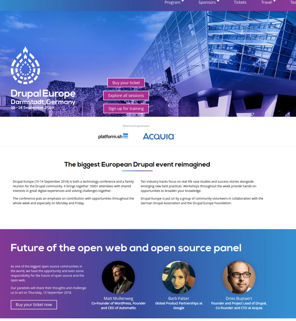 Website of Drupal Europe conference