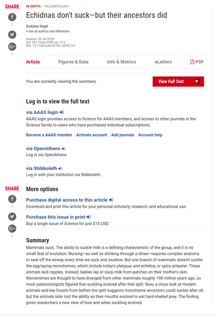 Ein Artikel auf der Webseite von Science