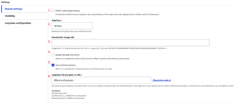 The general settings tab is a part of the configuration of the Lazy-load Drupal module