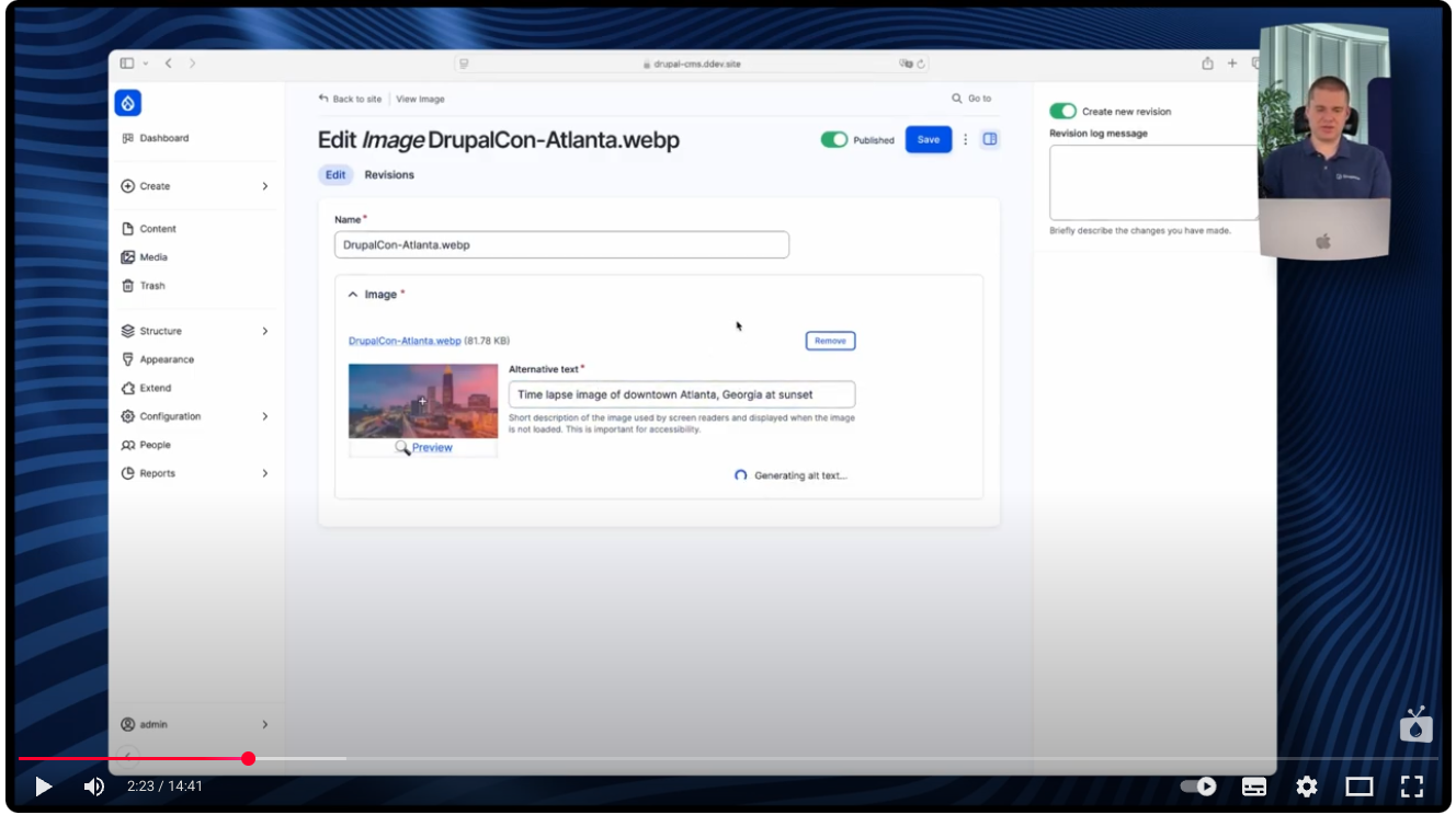 Drupal's AI Image Alt Text module allows you to regenerate alt text for existing descriptions