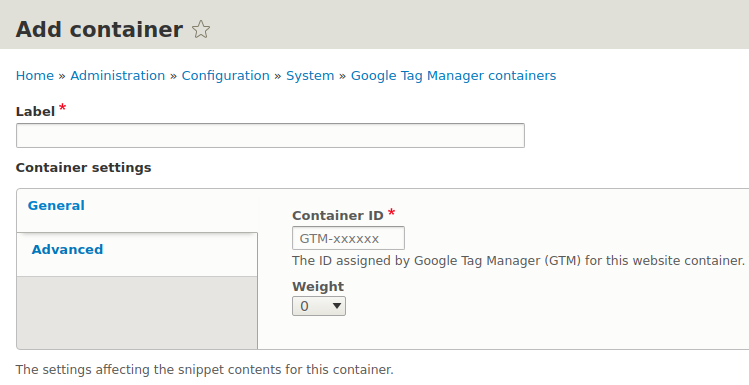 Google Tag Manager - Container hinzufügen