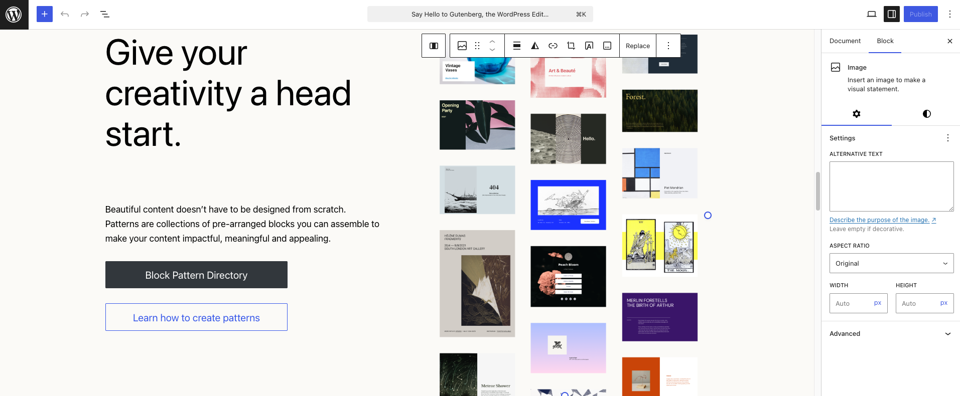 Editing a block in the Gutenberg editor that comes with WordPress