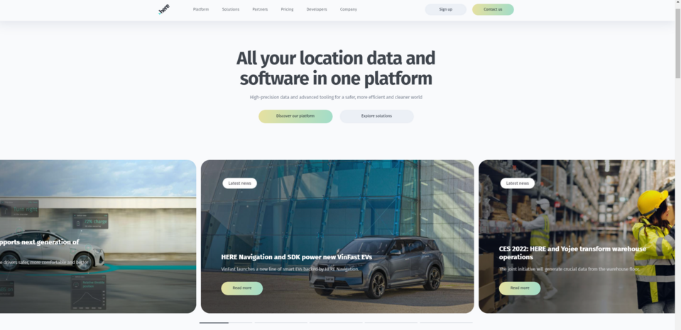 The Here.com website is a part of a digital experience platform we've developed for this company