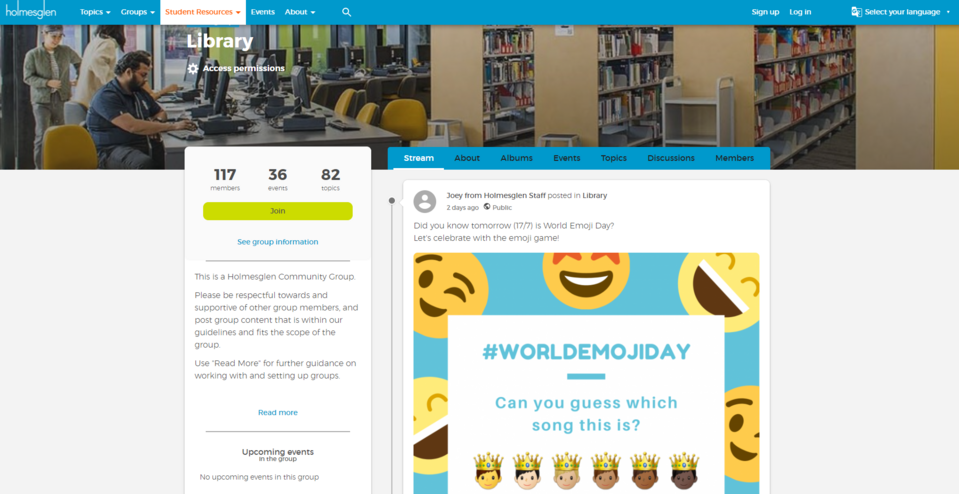 Holmesglen - eine Online-Community erstellt mit Open Social, einer Drupal-Distribution