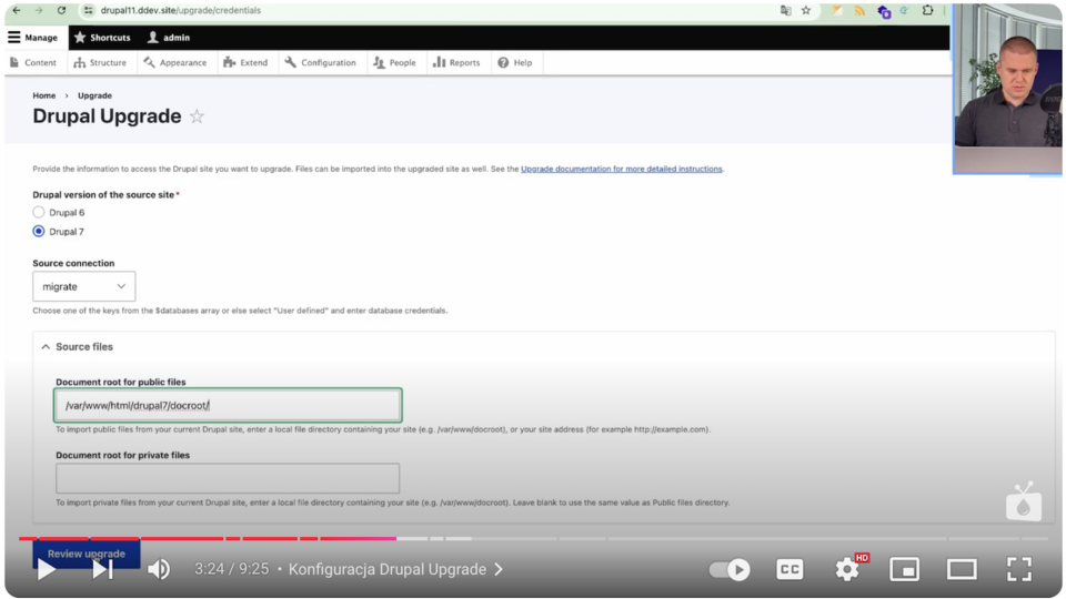 Configuring the Drupal Upgrade module to perform an effective website migration.