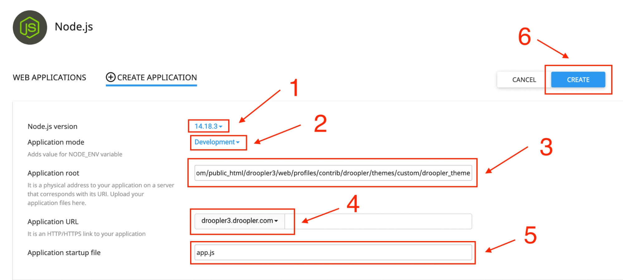 Detailed instructions on how to add an application to the list of Node.js applications at cyberfolks.pl