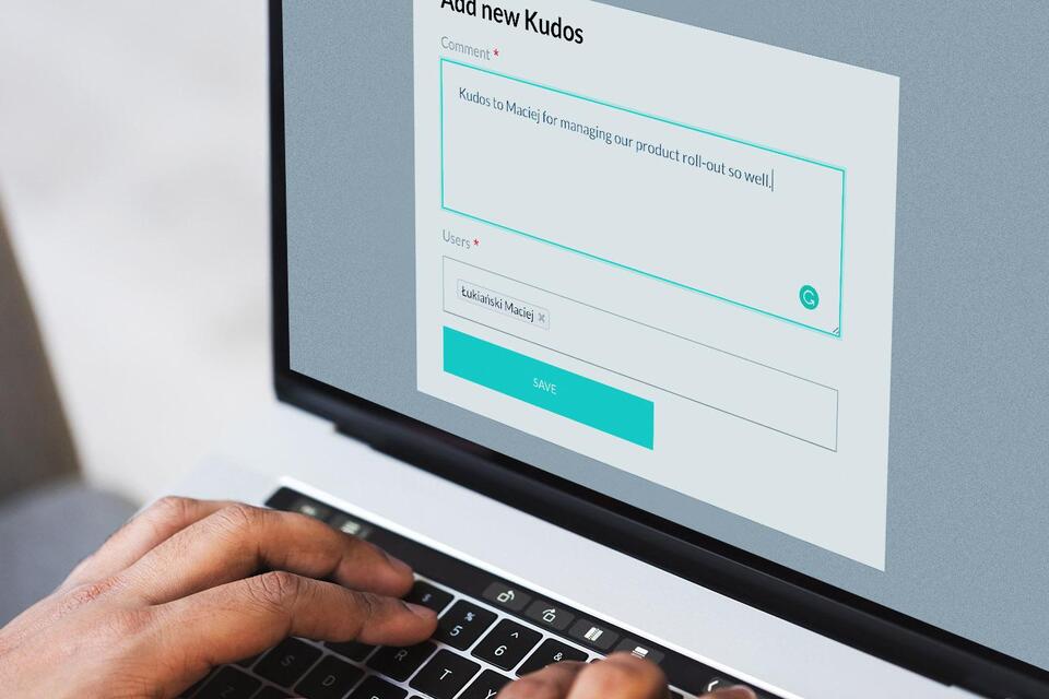 Adding a new kudos - a thank you to an employee - in the intranet system