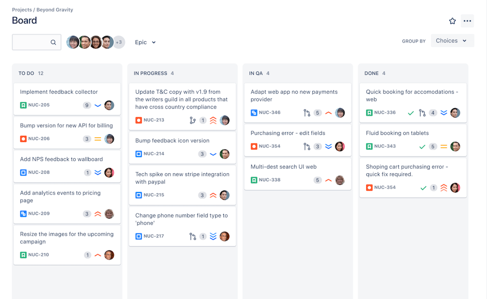 Screenshot of Jira, Atlassian's IT project management tool.