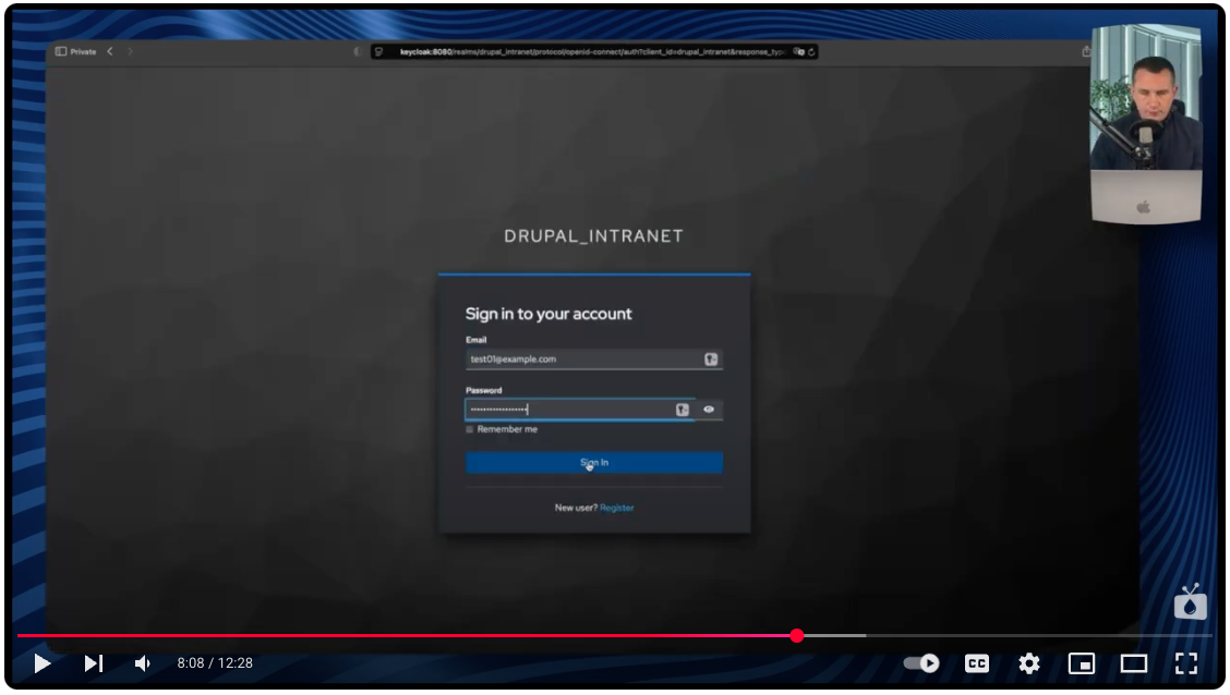 The login page in the Keycloak identity management tool
