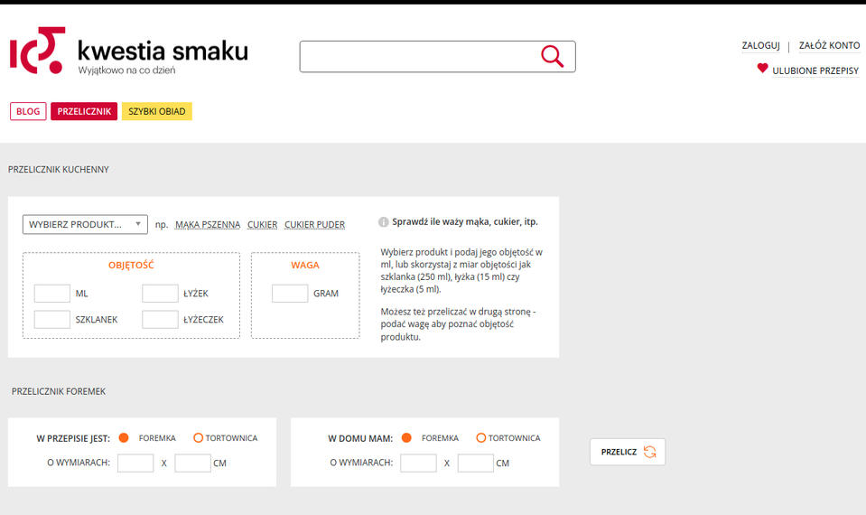 The kitchen calculator helps to calculate the amount of ingredients needed to make a given dish