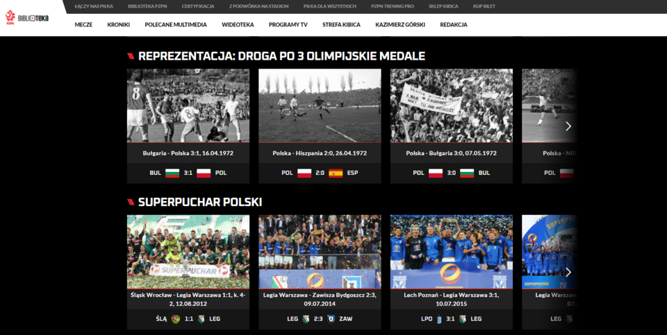 Die PZPN-Bibliothek ist eine interaktive Website, die viele Aufzeichnungen von den Spielen enthält