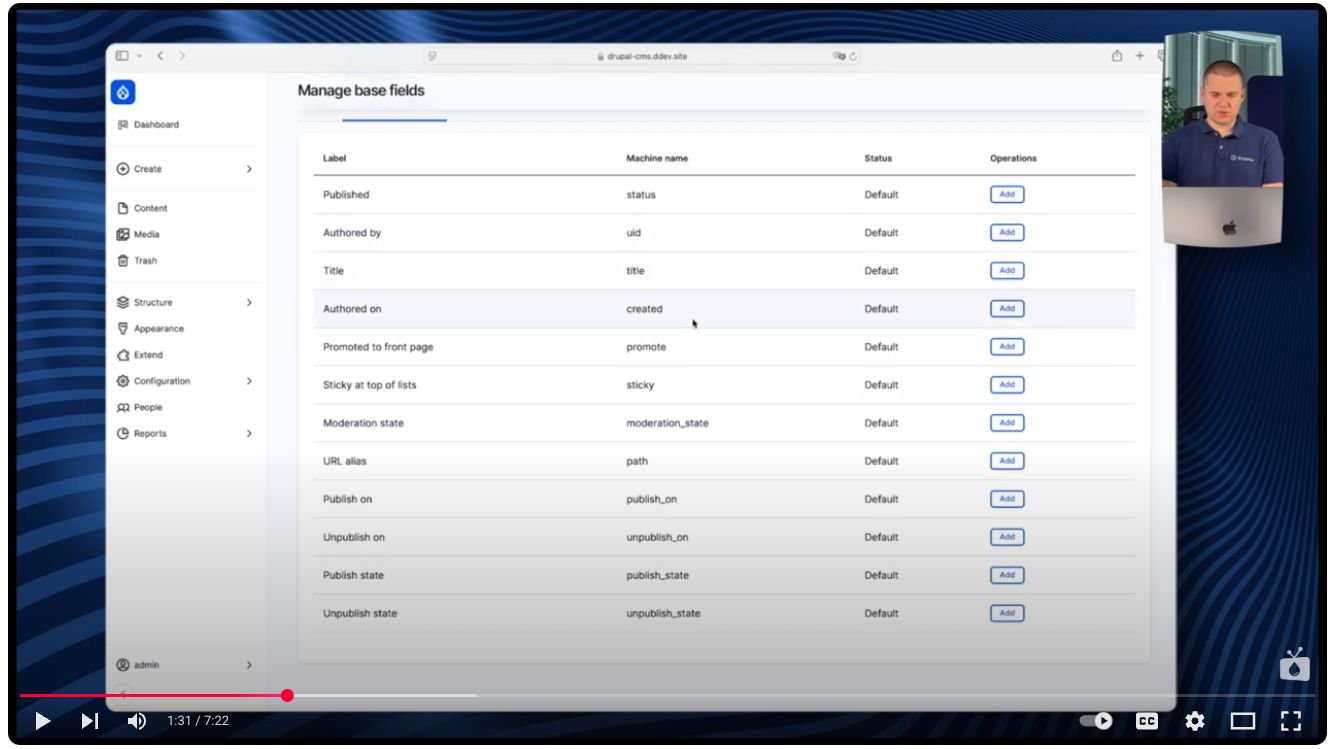 In the Base Field Override tab, you will find fields that are not normally available for editing