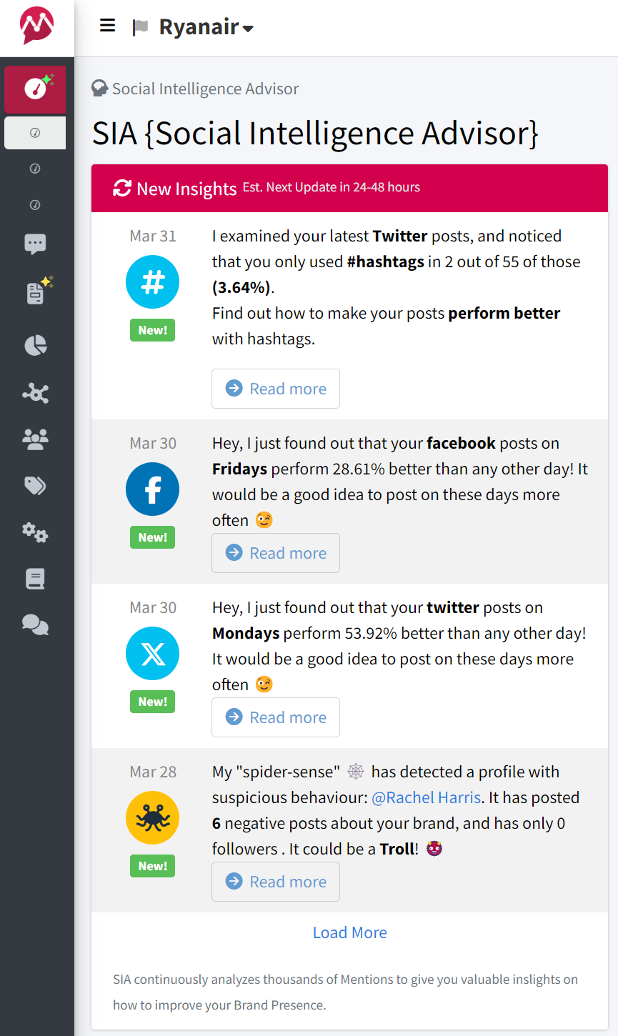 Der AI Social Intelligence Advisor von Mentionlytics gibt personalisierte Tipps zur Verbesserung der Online-Präsenz.
