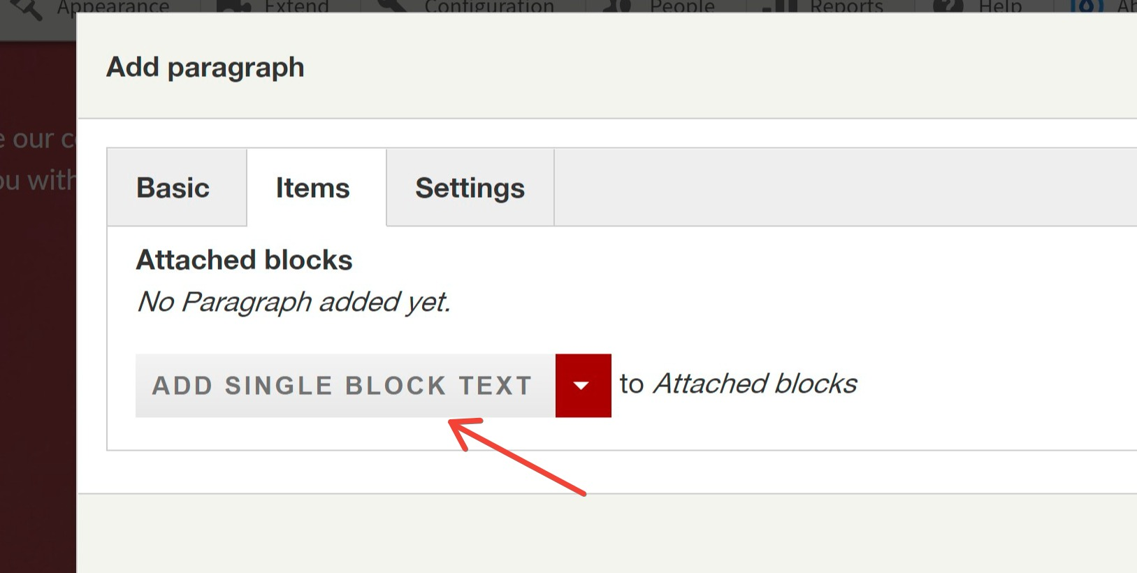 Adding a new block in the Group of text blocks paragraph