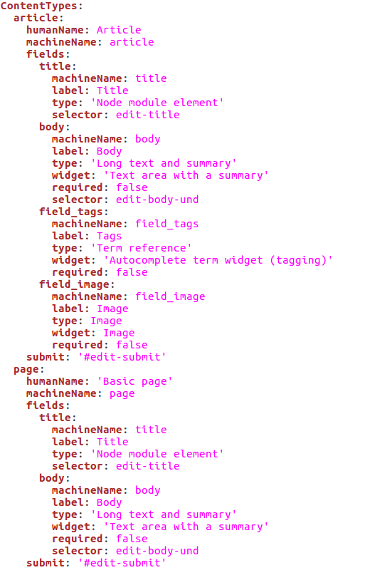 Structure of nodes