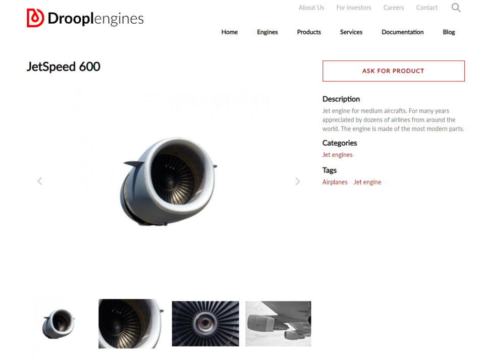 Drooplengines is an example of an online store created in Droopler