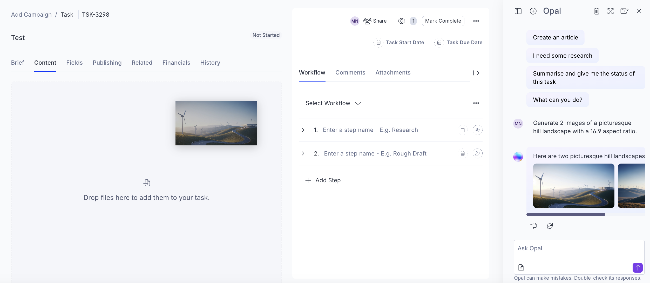 An example of a conversation with Optimizely Opal - an AI assistant