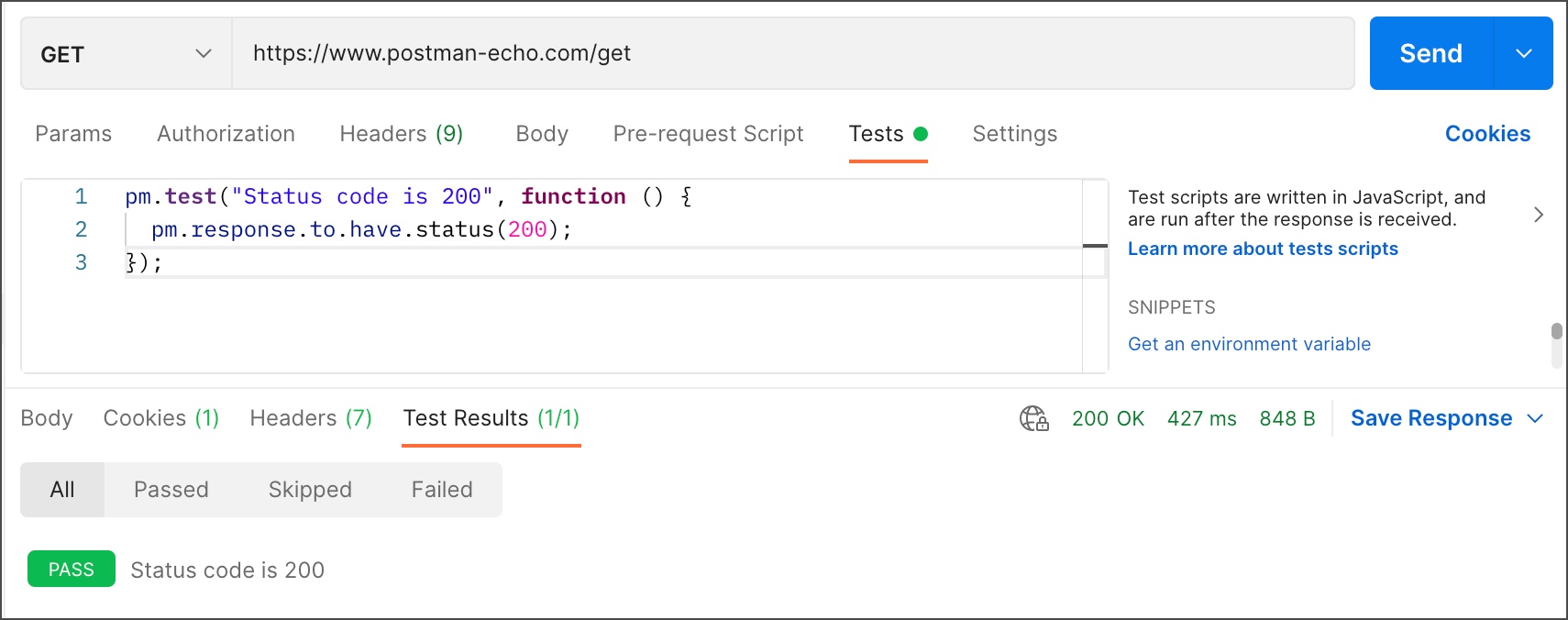 In Postman, we can add our own tests to check the API for errors