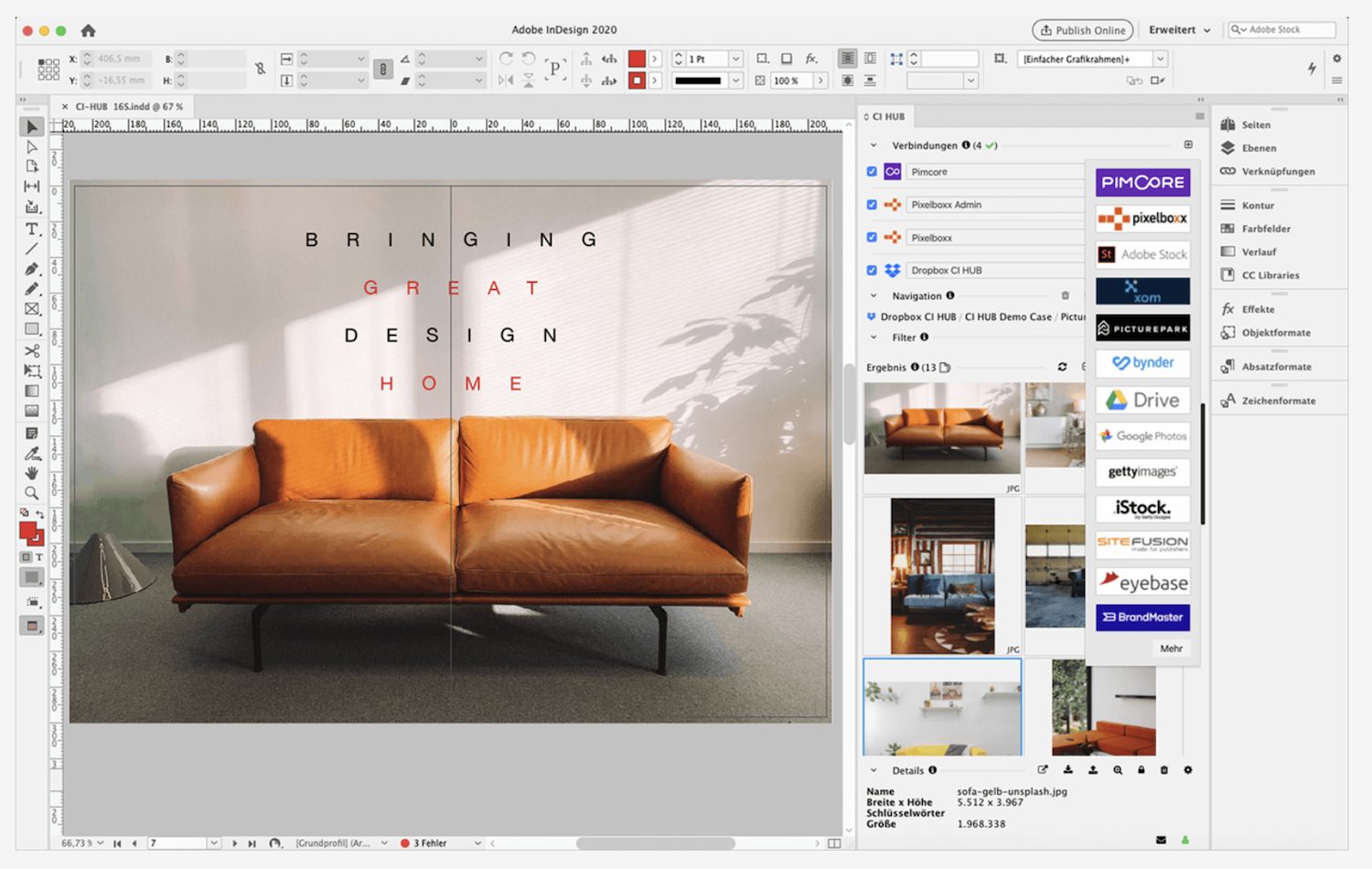 Pimcore software let users integrate the system with Adobe InDesign, the layout design application.