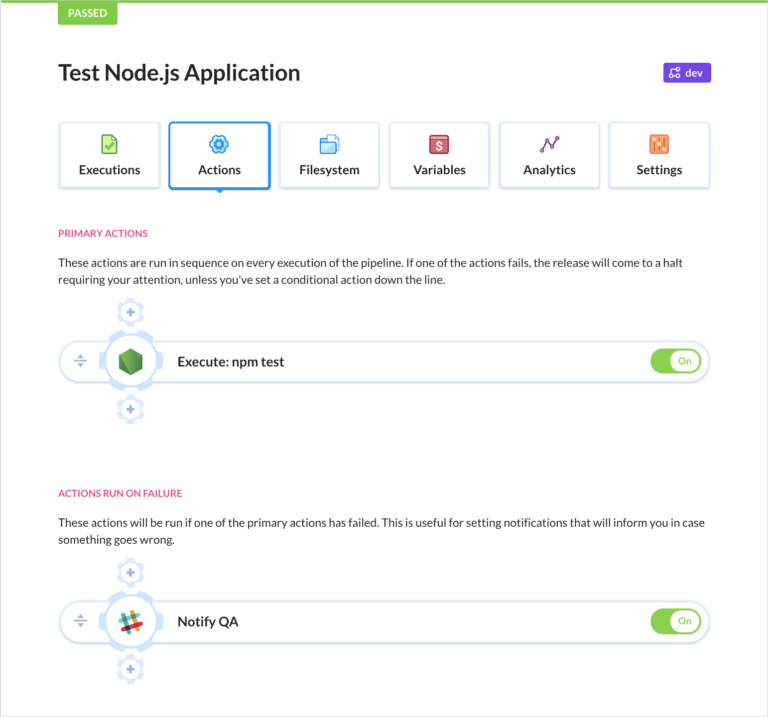 Ready continuous integration pipeline in the Buddy tool