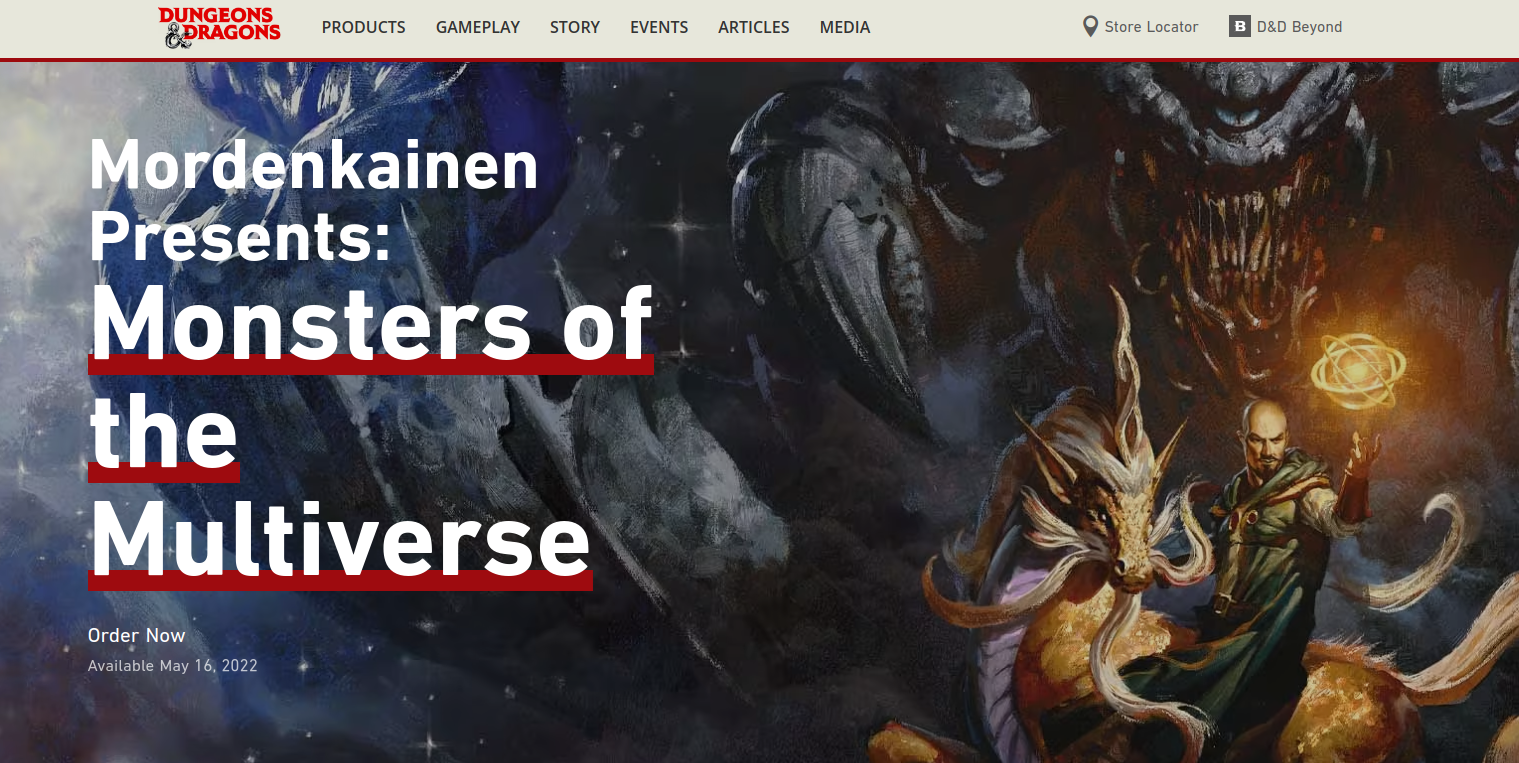 The Dungeons and Dragons pre-sales landing page greatly shows the benefits of pre-ordering the game
