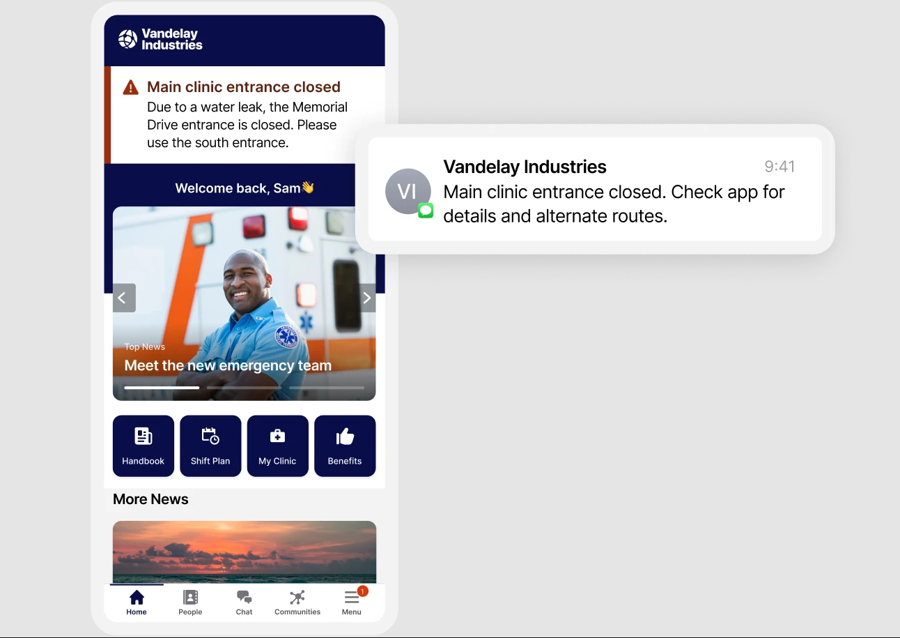Push notification in Staffbase intranet application