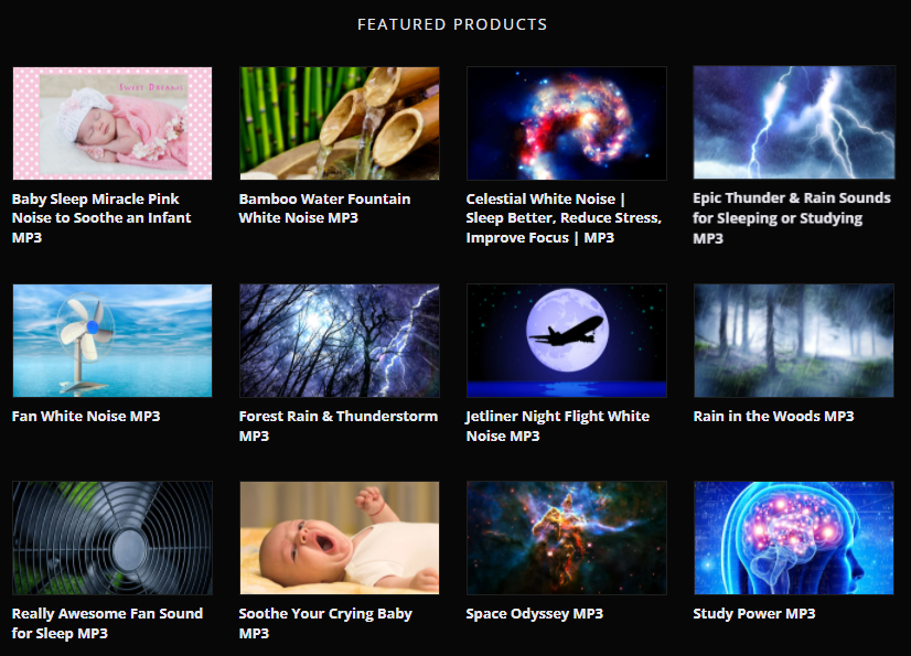 Relaxing White Noise is an ecommerce startup that sells audio files with relaxing sounds