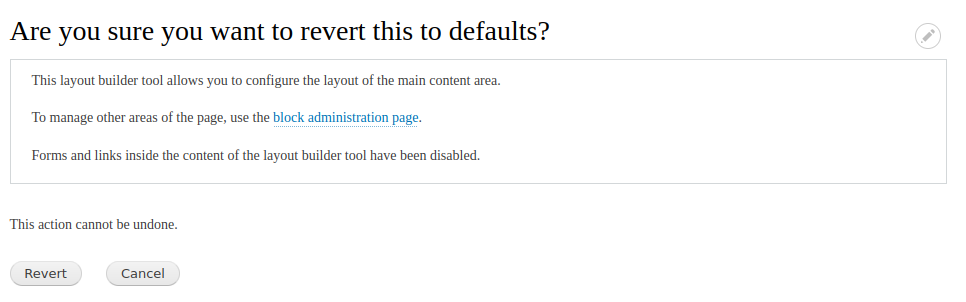 The option Revert to defaults lets you restore a default layout