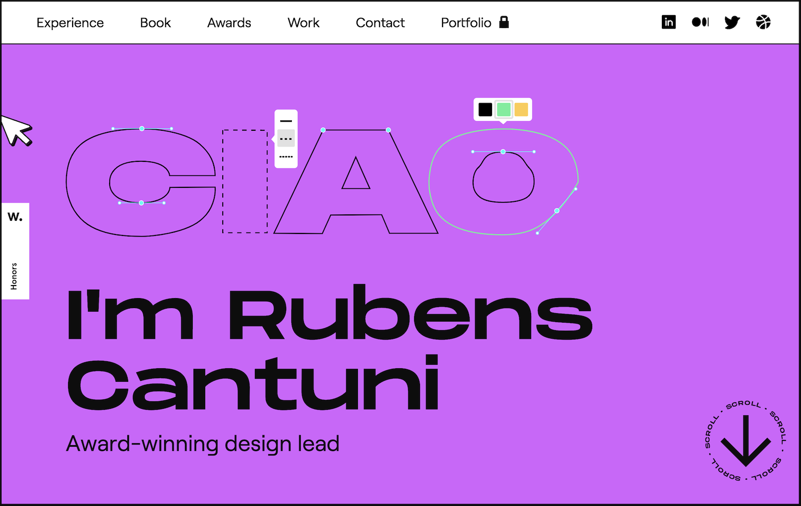Rubens Cantuni's personal website showcases his experience and portfolio of designed projects.