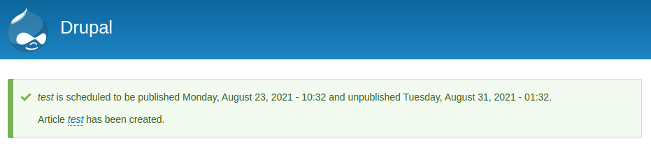 Scheduled publication notification from the Scheduler module