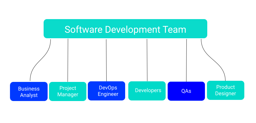 The software development team consists of quite a few valuable specialists