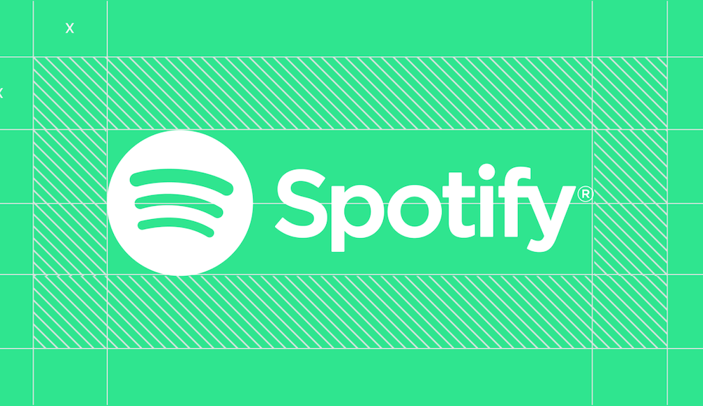 Spotify style guide includes a presentation of the logo along with a protective field for online use